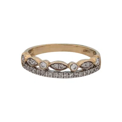 Pre-owned 1stdibs Peridot Double Band Ring, 14k Yellow Gold With 0.25ct Natural Round Diamonds