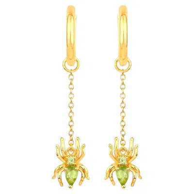 Pre-owned 1stdibs Peridot Spider Earrings 0.48 Carats Gold Plated Silver In Multi