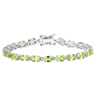 Pre-owned 1stdibs Peridot Tennis Bracelet 8.6 Carats Sterling Silver In Multi