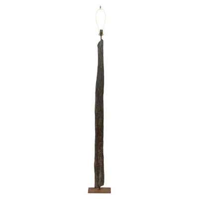 Pre-owned 1stdibs Petrified Wood Floor Lamp On Iron Base, Modern Design, Usa, 84.5" H In Brown