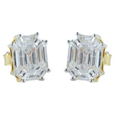 Pre-owned 1stdibs Pie Cut Diamond 14k Yellow Gold Push Back Stud Earrings Fine Jewelry
