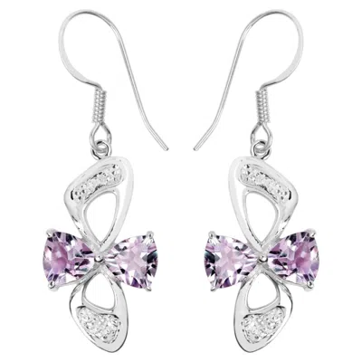 Pre-owned 1stdibs Pink Amethyst Earrings With White Topaz 4.02 Carats Sterling Silver