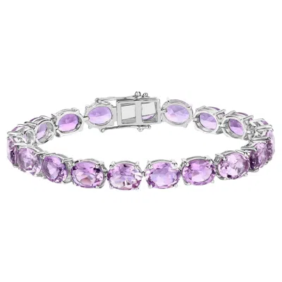 Pre-owned 1stdibs Pink Amethyst Tennis Bracelet 30 Carats Rhodium Plated Sterling Silver In Purple
