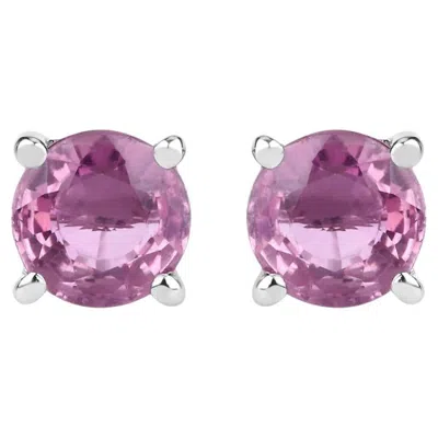 Pre-owned 1stdibs Pink Sapphire Stud Earrings 1.29 Carats 10k White Gold