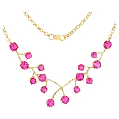 Pre-owned 1stdibs Pink Topaz Necklace 7.9 Carats 18k Yellow Gold Plated Sterling Silver