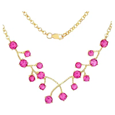 Pre-owned 1stdibs Pink Topaz Necklace 7.9 Carats 18k Yellow Gold Plated Sterling Silver