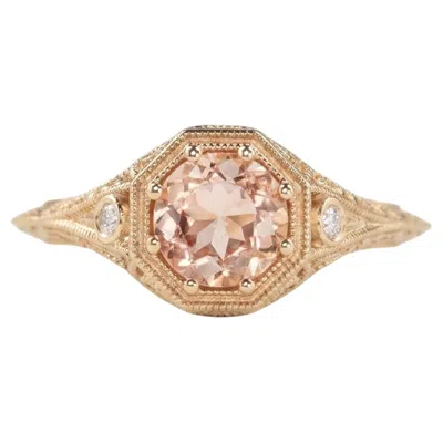 Pre-owned 1stdibs Pink Tourmaline And Diamond Filigree Vintage Style Ring