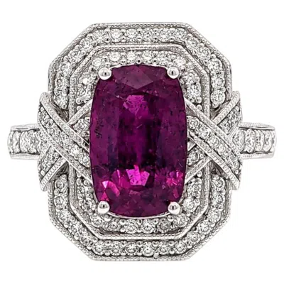 Pre-owned 1stdibs Platinum 3.73ctw Gia Cushion No Heat Kashmir Purple Sapphire Modern Diamond Ring