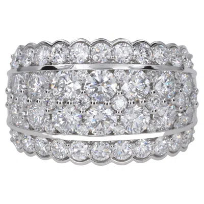Pre-owned 1stdibs Platinum 4.00 Carat Round Diamond Multi-row Domed Wide Statement Band Ring