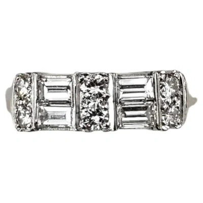 Pre-owned 1stdibs Platinum And Diamond Band Ring Size 5 #25602 In Multi