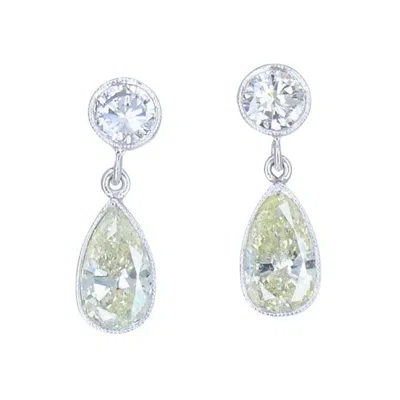 Pre-owned 1stdibs Platinum Drop Earrings Pear Cut Diamond And Round Brilliant Cut In Multi