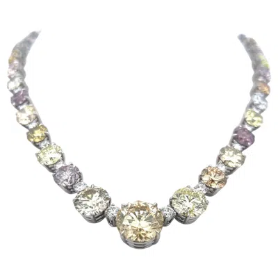Pre-owned 1stdibs Platinum Riviera Necklace With 67.49 Carat Fancy Multi-colour Diamonds Gia