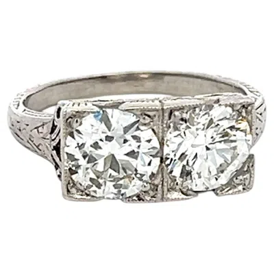 Pre-owned 1stdibs Platinum Two-stone Ring With 1.74 Ct Circular Brilliant Diamonds Size 4.75 Gia In Multi