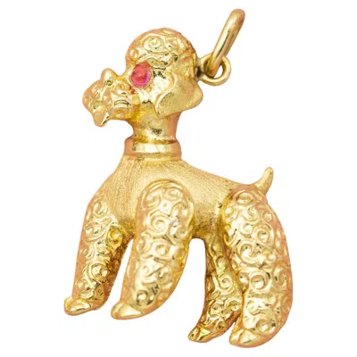 Pre-owned 1stdibs Poodle - Vintage Animal Charm - Large 18 Karat Solid Yellow Gold Dog Pendant