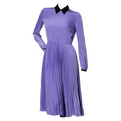 Pre-owned 1stdibs Prada Iris Purple Silk Crepe De Chine Dress With Sequin Collar Size 40 Nwt