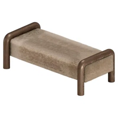 Pre-owned 1stdibs Prowling Fur Bench With Solid Wood Legs By Furn Object In Brown