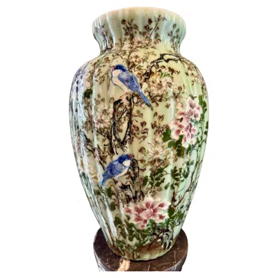 Pre-owned 1stdibs Qing Dynasty Style Porcelain Celadon Enameled Vase, 19th Century In Brown
