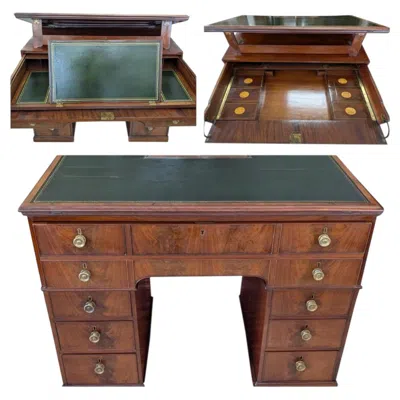 Pre-owned 1stdibs Rare George Iii Mahogany Architect's Bureau Desk, Leather Inlay, Circa 1800 In Brown