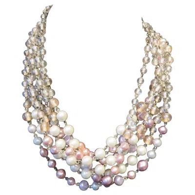 Pre-owned 1stdibs Rare Large Elaborate Fresh Water Vintage 7 Strand Cultured Pearl & Bead Necklace In Multi