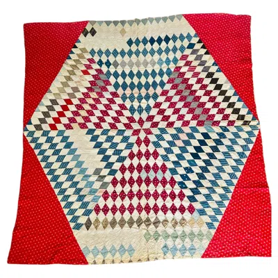 Pre-owned 1stdibs Rare Late 19th Century Optical Diamond Quilt, C. 1890–1910 In Sand