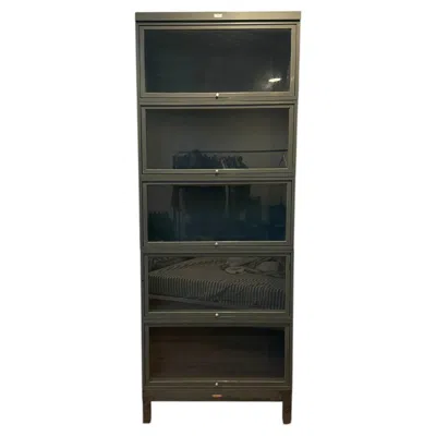 Pre-owned 1stdibs Rare Mid Century Industrial Steel Barrister Fireproof Bookcase Gray Glass Tall
