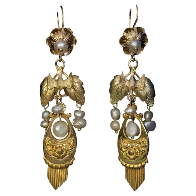 Pre-owned 1stdibs Rare Napoleonic Era Gold And Pearl Drop Earrings Ref: 491632 In Multi