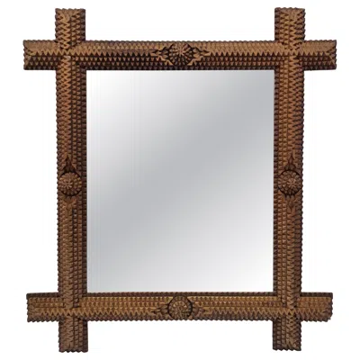 Pre-owned 1stdibs Rare Wall Mirror Frame, Tramp Folk Art, Richly Decorated, 1890s, Austria In Brown