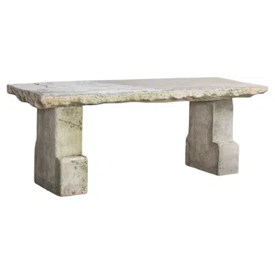 Pre-owned 1stdibs Reclaimed Carved Stone And Portland Limestone Garden Bench Seat - English 1860 In Gray