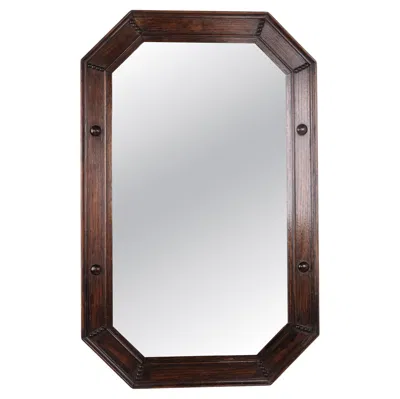 Pre-owned 1stdibs Rectangular Mirror With Carved Dark Wood Frame From The 1940s In Brown