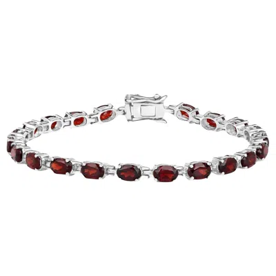 Pre-owned 1stdibs Red Garnet Tennis Bracelet 11.25 Carats Rhodium Plated Sterling Silver