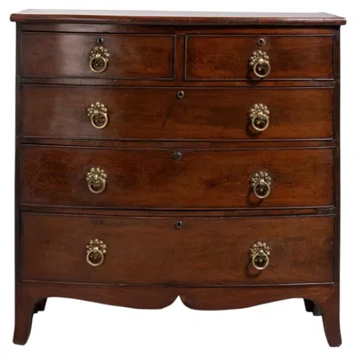 Pre-owned 1stdibs Regency Bow-front Mahogany Chest Of Drawers In Brown