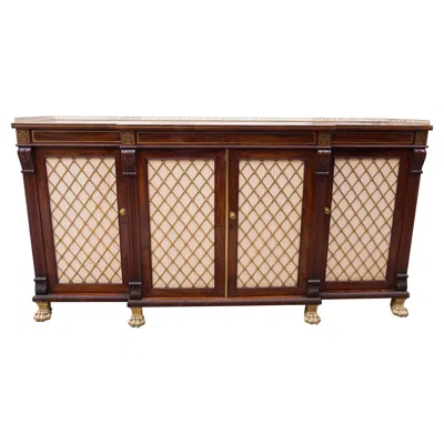 Pre-owned 1stdibs Regency Mahogany And Brass Inlaid Credenza From Westport House, Ireland In Brown