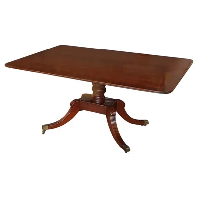Pre-owned 1stdibs Regency Mahogany Crossbanded Tilt Top Pedestal Breakfast Table In Brown