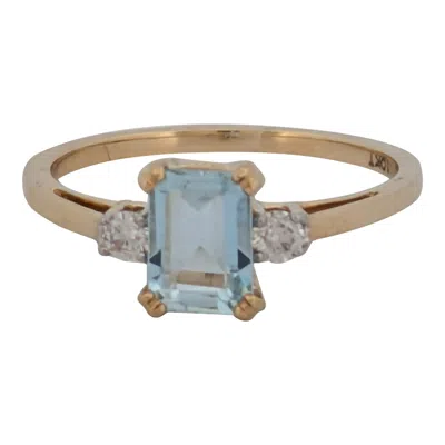 Pre-owned 1stdibs Reine 10k White Gold Ring With 0.10 Diamonds And 1.05 Aquamarine, Ring Size 6.5