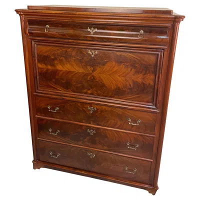 Pre-owned 1stdibs Renaissance Revival Secretary, Hand-crafted Walnut, Sweden, Circa 1850 In Brown