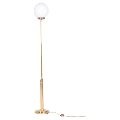 Pre-owned 1stdibs Restored Mid-century Floor Lamp, Brass, Opaline Glass, France, 1960s In Sand