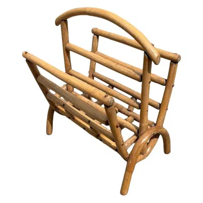 Pre-owned 1stdibs Restored Rattan Magazine Or Log Holder In Brown