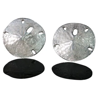 Pre-owned 1stdibs Retired James Avery Sand Dollar Earrings Sterling Silver 925 Post Stud 17mm 6.6g In Brown