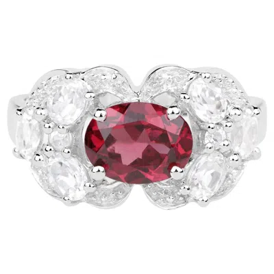 Pre-owned 1stdibs Rhodolite Garnet Ring White Zircon Setting 3.15 Carats