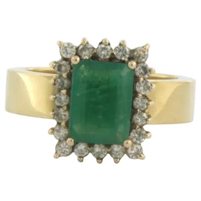 Pre-owned 1stdibs Ring With Emerald And Brilliant Cut Diamonds Up To 0.40ct 18k Gold 8.3 Grams In Green