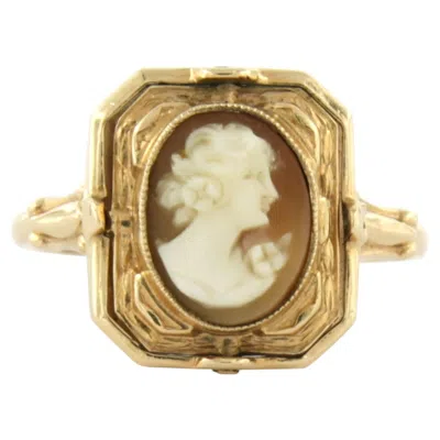 Pre-owned 1stdibs Ring With Onyx And Cameo 14k Gold 2.9 Grams In Black