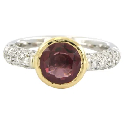 Pre-owned 1stdibs Ring With Rubellite And Brilliant Cut Diamonds Up To 1.00ct 18k Gold 7.4 Grams In Multi