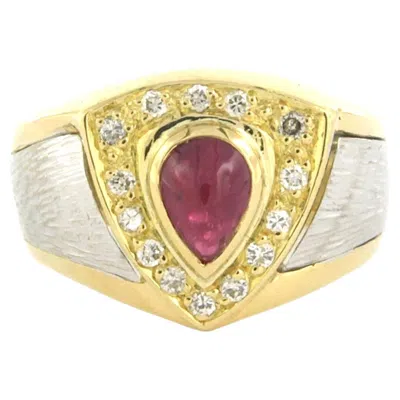 Pre-owned 1stdibs Ring With Ruby And Brilliant Cut Diamonds Up To 0.21ct 14k Gold 6.1 Grams In Multi