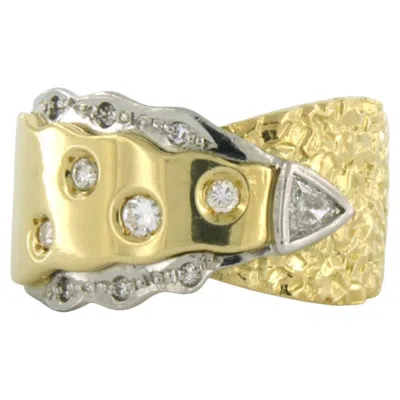 Pre-owned 1stdibs Ring With Trilliant And Brilliant Cut Diamonds 0.22ct, 18k Gold With Platina In Multi