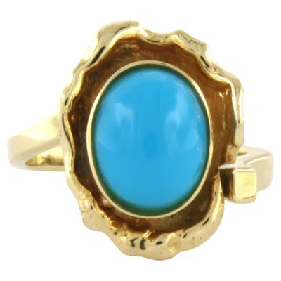 Pre-owned 1stdibs Ring With Turquoise 14k Yellow Gold 5.9 Grams