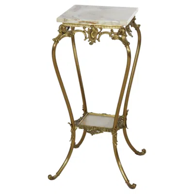Pre-owned 1stdibs Rococo Gilt Bronze & Onyx Plant Stand C1910 In Black