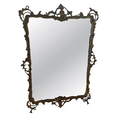 Pre-owned 1stdibs Rococo Solid Brass Table Mirror, England, Gilt Patina, 20th Century In Gray