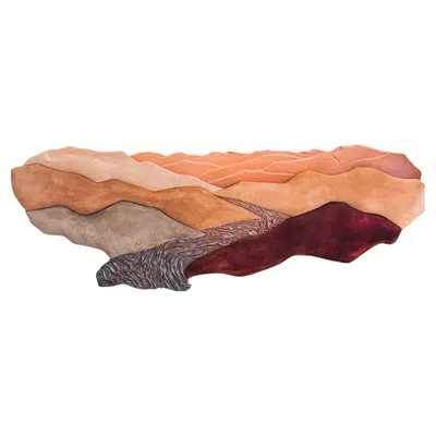 Pre-owned 1stdibs Rolling Hills Of Durham – Handcrafted Leather Wall Sculpture, Canada In Brown