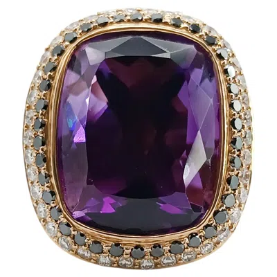 Pre-owned 1stdibs Rose Gold Amethyst, Black And White Diamond Cocktail Ring, 2006