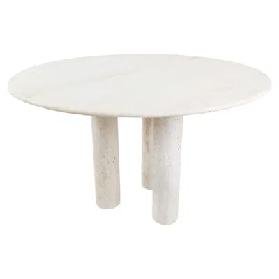 Pre-owned 1stdibs Round Italian Travertine Dining Table 1970s In Gray
